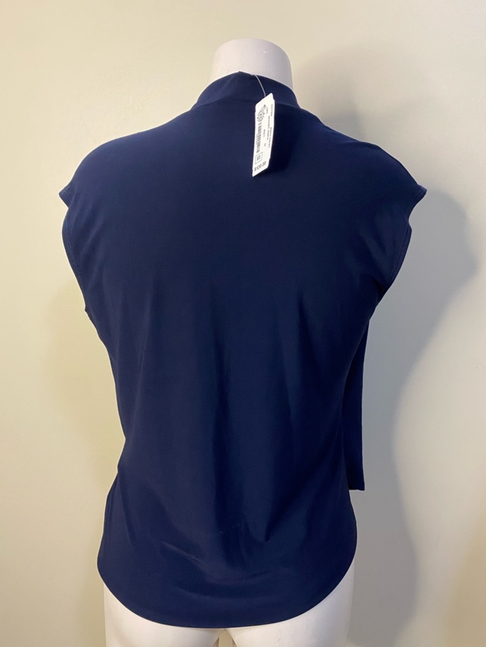 Joseph Ribkoff Navy Wrap-Front cap sleeve blouse - Picture 4 of 6